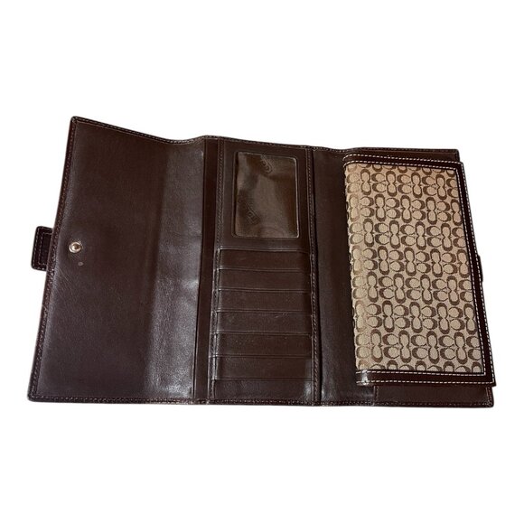 VTG Coach Signature C Brown Canvas Leather Buckle Wallet And Checkbook Holder - Picture 9 of 12